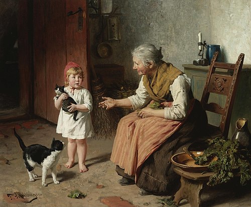 Visiting Grandma / Grandmother playing with her granddaughter, , Felix Schlesinger