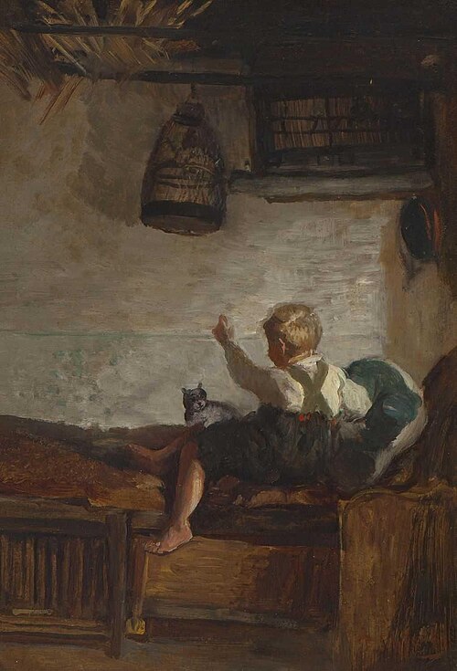 Boy with kitten, , Felix Schlesinger