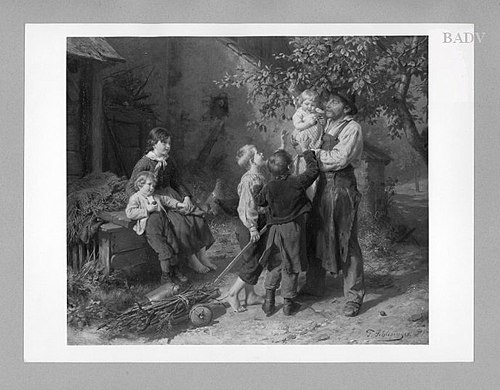scene with children on a yard, 1879, Felix Schlesinger
