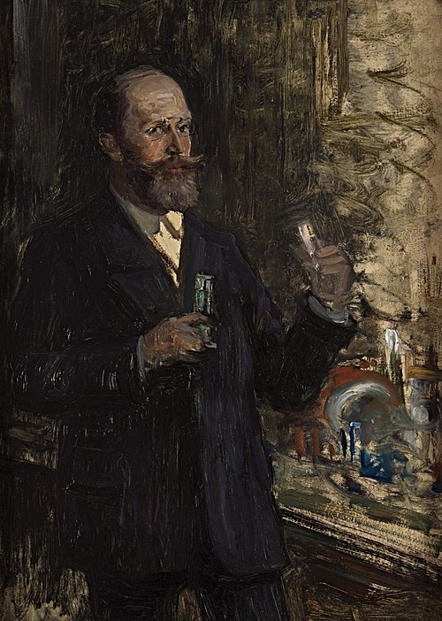 Portraitstudie Emil Fischer, Chemiker und Nobelpreisträger. Entwurf zu dem verschollenen Gemälde "Le, 1902, William Pape