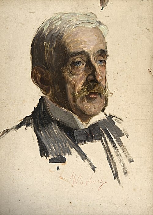 Portraitstudie Prof. Emil Warburg, Physiker. Entwurf zu dem verschollenen Gemälde "Letzte Sitzung de, 1902, William Pape