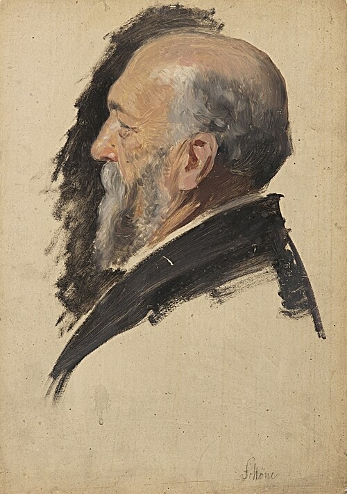 Ohne Titel (Portraitstudie Richard Schöne). Entwurf zu dem verschollenen Gemälde "Letzte Sitzung der, 1902, William Pape