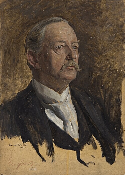 Portraitstudie Adolf Engler. Entwurf zu dem verschollenen Gemälde "Letzte Sitzung der Preußischen Ak, 1903, William Pape