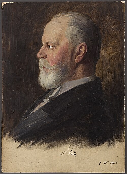 Ohne Titel (Portraitstudie Konrad Studt). Entwurf zu dem verschollenen Gemälde "Letzte Sitzung der P, 1903, William Pape