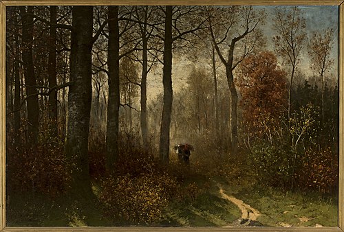 Women in the forest carrying brushwood, 1875, Ludwig von Gleichen-Russwurm