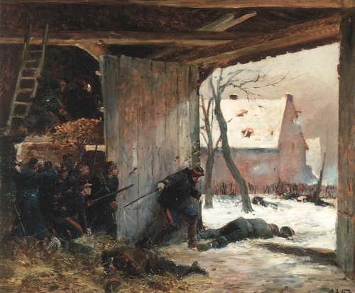 A Battle Scene, Soldiers in a Barn, 1877, Alphonse de Neuville