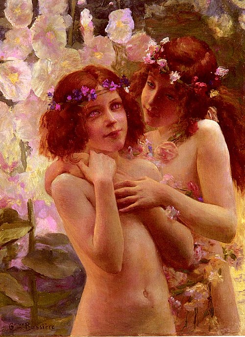 Deux Enfants aux couronnes de fleurs, , Gaston Bussière