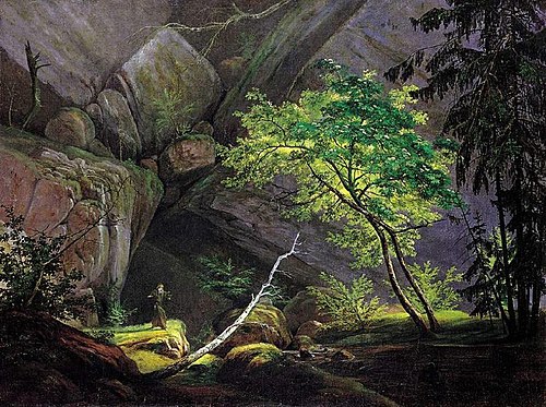 Rocky Landscape with Monk, 1825, Carl Blechen