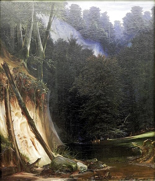 Waldschlucht mit Rotwild, 1828, Carl Blechen