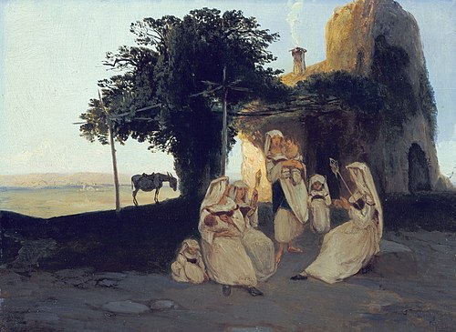 Spinning women in Cervara, 1835, Carl Blechen