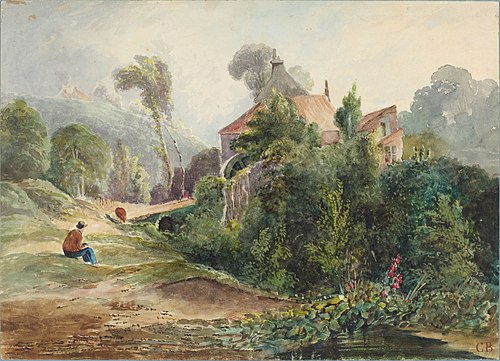 A watermill in a wooded area, 1850, Carl Blechen
