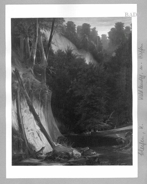 forest with pond + deers, 1826, Carl Blechen