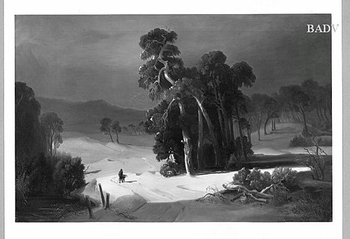 Winterlandscape + wanderer, 1823, Carl Blechen