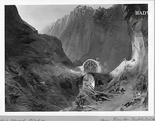 the construction of the devil-bridge, 1823, Carl Blechen