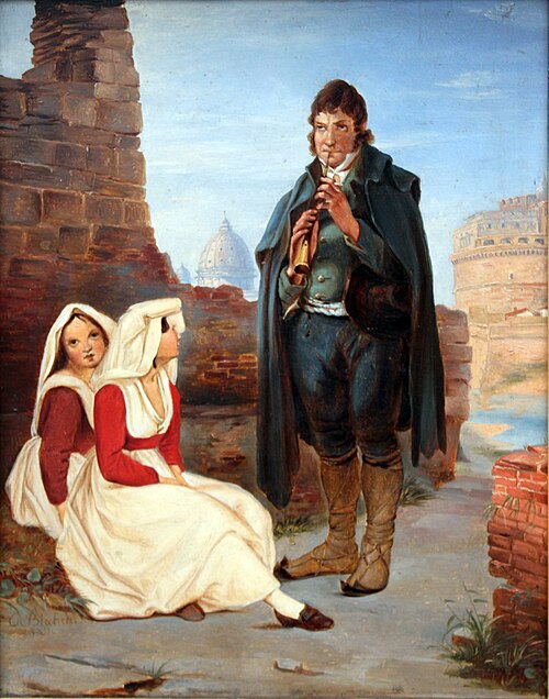 Pifferaro und Mädchen in Rom, 1834, Carl Blechen