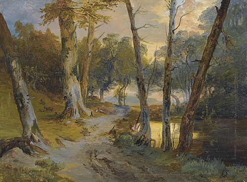 Forest interior with pond, , Carl Blechen