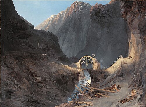 Building of the Devil's Bridge, 1833, Carl Blechen