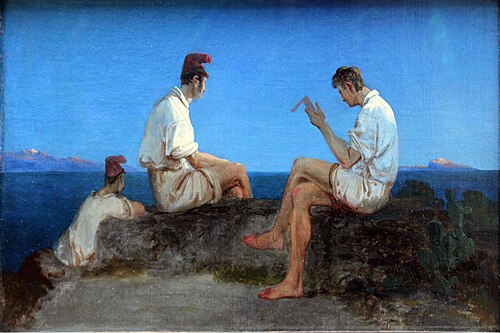 Three Fishermen in the Gulf of Naples, 1832, Carl Blechen