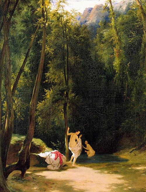 Terni Park with Girls bathing in a Pond, 1835, Carl Blechen