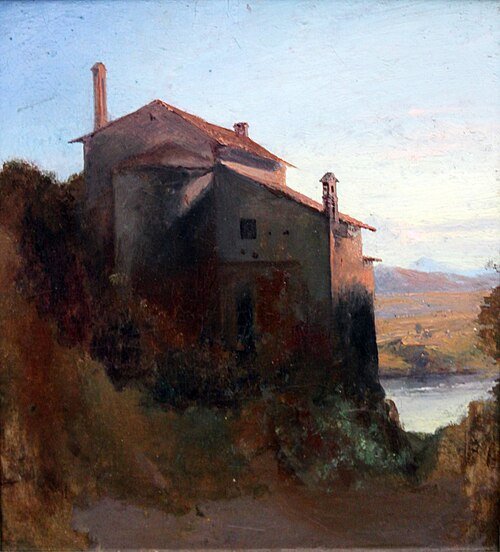 Italian Monastery Building on the Water's Edge, 1832, Carl Blechen