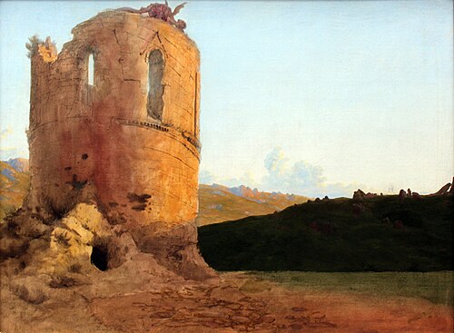 Tower Ruins with Dragon, 1827, Carl Blechen