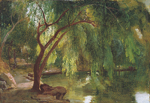 Im Berliner Tiergarten / Waldweg mit Wasser, 1825, Carl Blechen