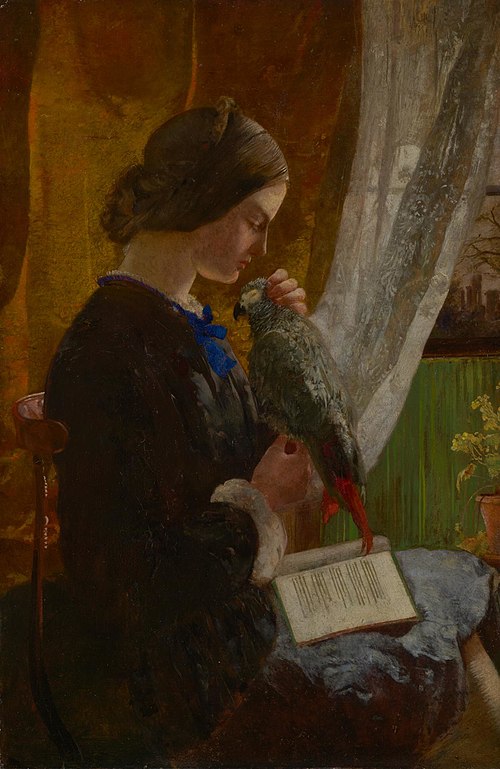 The grey parrot, 1852, Walter Deverell