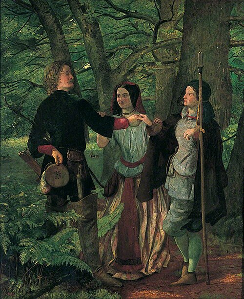 As You Like It - Act IV Scene I - Rosalind Tutoring Orlando in the Ceremony of Marriage or The Mock , 1847, Walter Deverell
