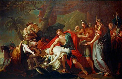 Achille se lamentant sur le corps de Patrocle, 1761, Gavin Hamilton