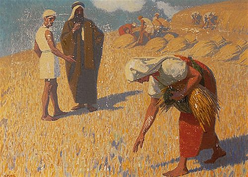 Weizenernte mit Ährenleserin Ruth, , Gebhard Fugel