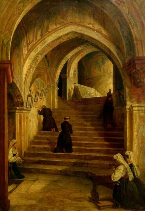 The Scala Santa at the Benedictine Monastery of Subiaco, near Rome, 1845, Salomon Alexander Hart