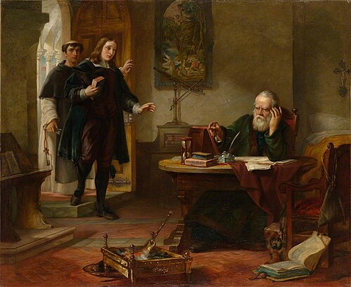 Milton Visiting Galileo when a Prisoner of the Inquisition, 1847, Salomon Alexander Hart