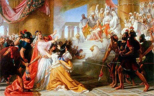 Athaliah's Dismay at the Coronation of Joash, 1858, Salomon Alexander Hart