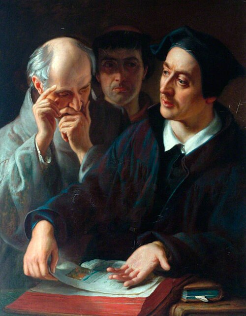 Philipp Melanchthon Expounding a Text from Luther's Bible to the Monks, 1863, Salomon Alexander Hart