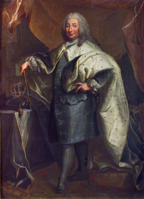 Porträtt av Konung Fredrik I av Sverige, 1676-1751, 1750, Georg Engelhard Schröder