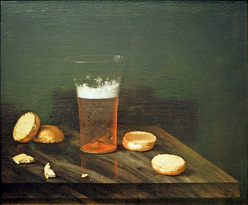 Still Life with Beer Glass and Bread Rolls, 1665, Georg Hainz