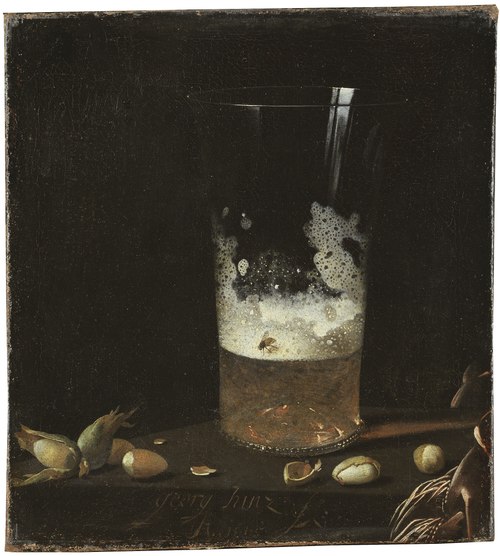 Still-Life with a Glass of Beer and Nuts, 1645, Georg Hainz