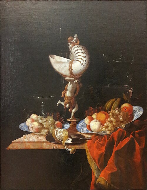 Nature morte avec coupe nautilus, 1650, Georg Hainz