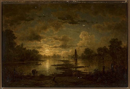 Moonlit night at the lake, 1859, Georg Eduard Otto Saal