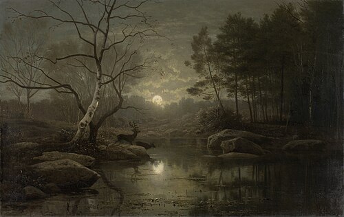 Boslandschap bij maanlicht., 1861, Georg Eduard Otto Saal