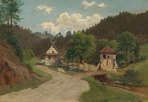 Sawmill at Oberbehren, 1855, Georg Eduard Otto Saal