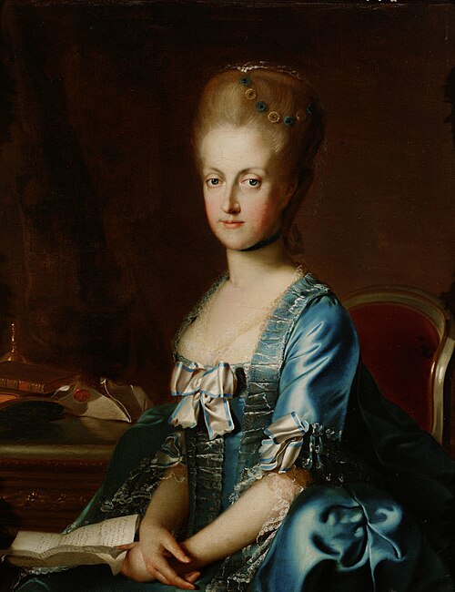 Erzherzogin Maria Karoline (1752-1814), Königin beider Sizilien, an einem Tisch sitzend, Halbfigur, 1768, Georg Weikert