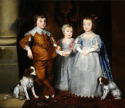 The Three Youngest Children of Charles I (Charles, James and Mary) with Their Dogs, , Antoine van Dyck