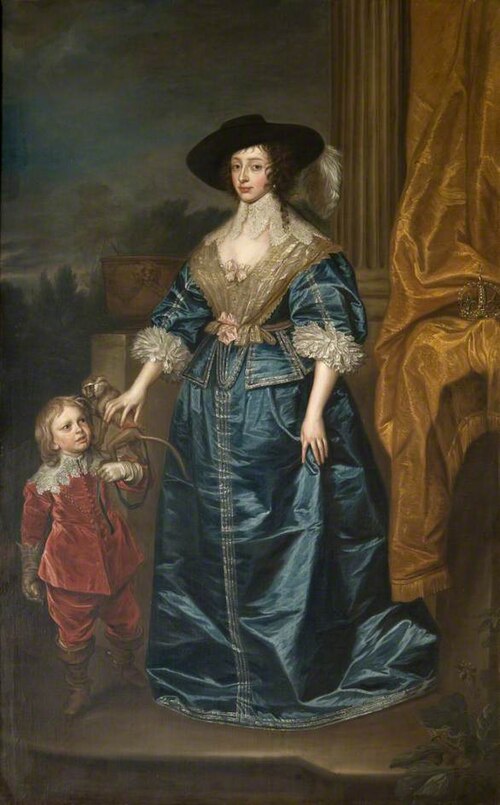 Henrietta Maria (1609–1669), with the Dwarf, Geoffrey Hudson, , Anthony van Dyck