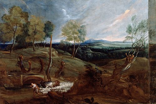 Sunset Landscape with a Shepherd and his Flock, 1620, Antoine van Dyck