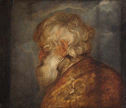 Study head of an old man, hunched over to the left, 1618, Anthony van Dyck