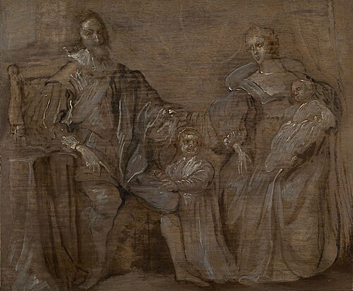 Sketch of Charles I and Queen Henrietta Maria with their two eldest children, Prince Charles and Pri, 1632, Anthony van Dyck