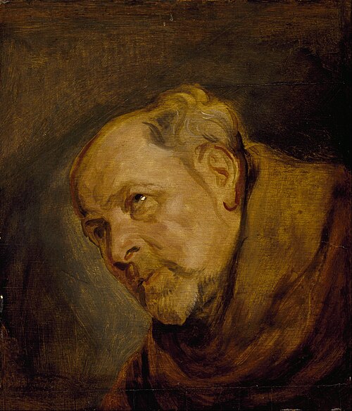 Head of a Monk (Jan Malderus, Bishop of Antwerp, as Saint Bonaventura), 1630, Anthony van Dyck