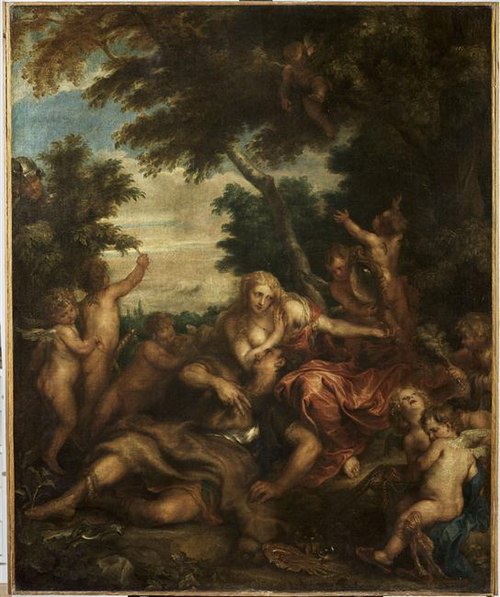Rinaldo and Armida as lovers observed by Ubaldo and Carlo, ca. 1632, 1629, Anthony van Dyck