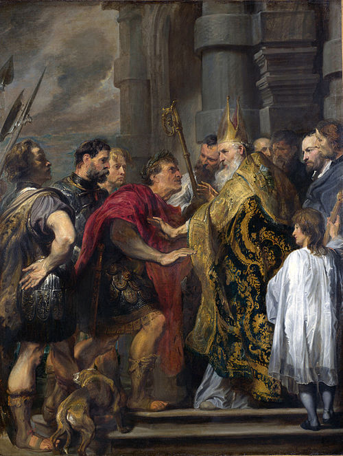 Saint Ambrose Barring Theodosius from Milan Cathedral, 1619, Anthony van Dyck